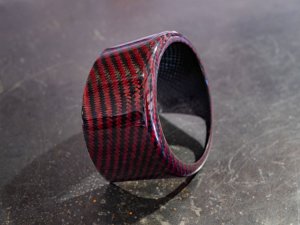 Alfa Romeo Stelvio Front Emblem Frame Cover - Carbon Fiber - Red Carbon